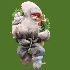 Arctic holiday  santa sitter silver & white color